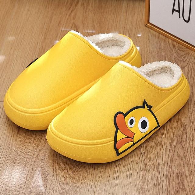 Thick Platform Winter Women Waterproof Non-Slip Home Rubber Slippers Warm Indoor Fur Cotton Women's Cozy Memory Foam Closed Back Slippers Wool-Like Blend Cotton House Shoes Stevvex