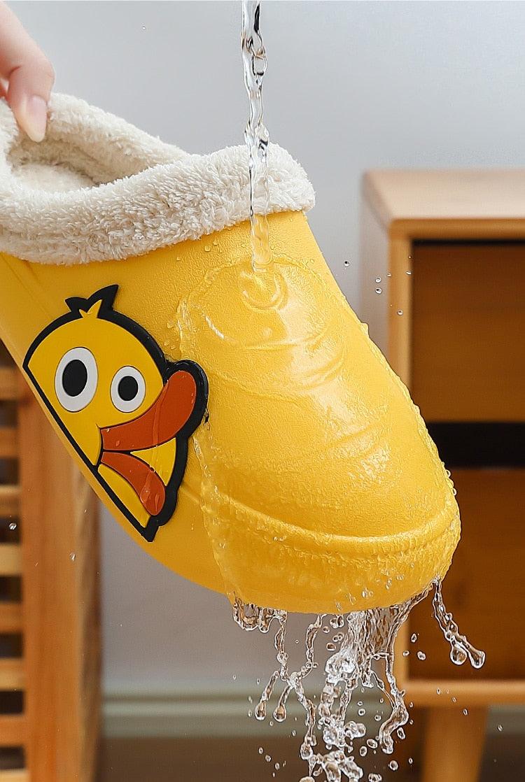 Thick Platform Winter Women Waterproof Non-Slip Home Rubber Slippers Warm Indoor Fur Cotton Women's Cozy Memory Foam Closed Back Slippers Wool-Like Blend Cotton House Shoes Stevvex