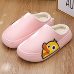 Thick Platform Winter Women Waterproof Non-Slip Home Rubber Slippers Warm Indoor Fur Cotton Women's Cozy Memory Foam Closed Back Slippers Wool-Like Blend Cotton House Shoes Stevvex