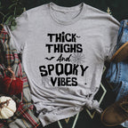 Thick Thighs And Spooky Vibes Tee Peachy Sunday