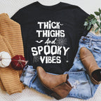 Thick Thighs And Spooky Vibes Tee Peachy Sunday