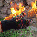 Thickened BBQ Gloves High Temperature Oven Gloves 500 800 Degrees Fire Resistant BBQ Heat Insulated Microwave Gloves Heat Insulation Gloves for BBQ Cooking Heat Resistant Grill Gloves Insulated Durable Fireproof For Cooking Grilling BBQ Stevvex