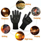 Thickened BBQ Gloves High Temperature Oven Gloves 500 800 Degrees Fire Resistant BBQ Heat Insulated Microwave Gloves Heat Insulation Gloves for BBQ Cooking Heat Resistant Grill Gloves Insulated Durable Fireproof For Cooking Grilling BBQ Stevvex