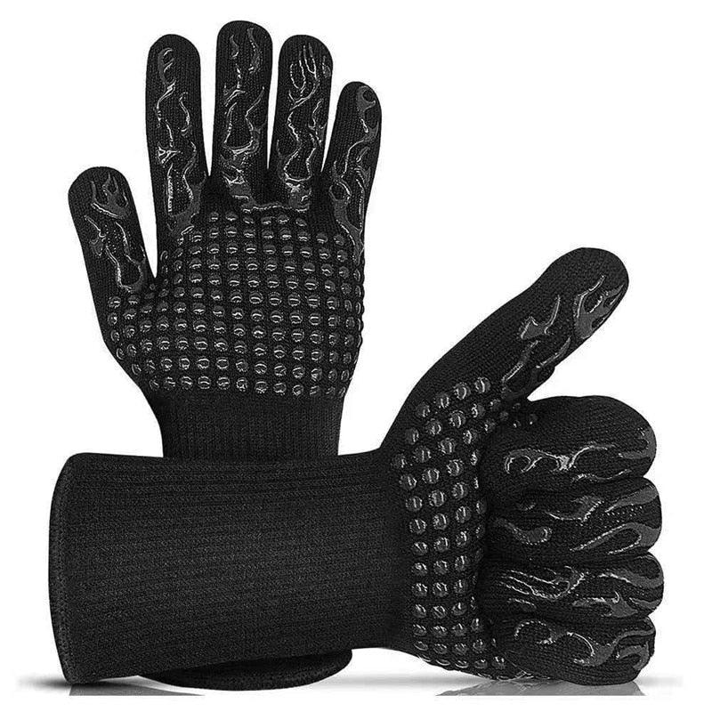 Thickened BBQ Gloves High Temperature Oven Gloves 500 800 Degrees Fire Resistant BBQ Heat Insulated Microwave Gloves Heat Insulation Gloves for BBQ Cooking Heat Resistant Grill Gloves Insulated Durable Fireproof For Cooking Grilling BBQ Stevvex