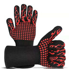 Thickened BBQ Gloves High Temperature Oven Gloves 500 800 Degrees Fire Resistant BBQ Heat Insulated Microwave Gloves Heat Insulation Gloves for BBQ Cooking Heat Resistant Grill Gloves Insulated Durable Fireproof For Cooking Grilling BBQ Stevvex