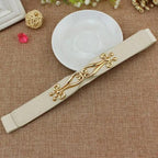 Thin Elastic Stretch Women Buckle Skinny Fashion Belts Metal Leaf Buckle Design Belts For Ladies Stevvex