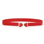 Thin Elastic Stretch Women Buckle Skinny Fashion Belts Metal Leaf Buckle Design Belts For Ladies Stevvex