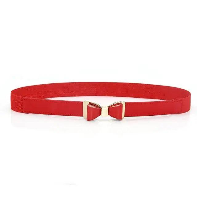 Thin Elastic Stretch Women Buckle Skinny Fashion Belts Metal Leaf Buckle Design Belts For Ladies Stevvex