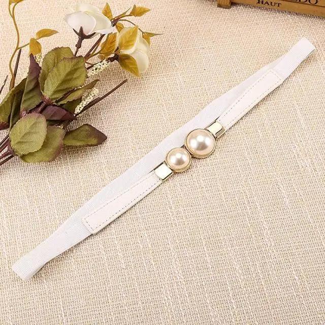 Thin Elastic Stretch Women Buckle Skinny Fashion Belts Metal Leaf Buckle Design Belts For Ladies Stevvex