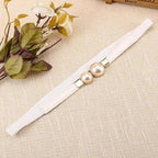 Thin Elastic Stretch Women Buckle Skinny Fashion Belts Metal Leaf Buckle Design Belts For Ladies Stevvex