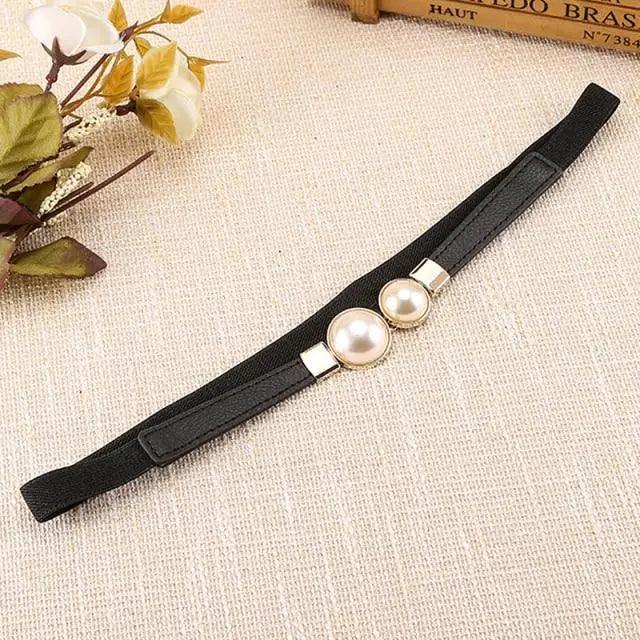 Thin Elastic Stretch Women Buckle Skinny Fashion Belts Metal Leaf Buckle Design Belts For Ladies Stevvex