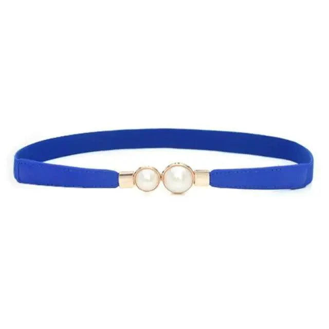 Thin Elastic Stretch Women Buckle Skinny Fashion Belts Metal Leaf Buckle Design Belts For Ladies Stevvex