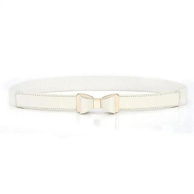 Thin Elastic Stretch Women Buckle Skinny Fashion Belts Metal Leaf Buckle Design Belts For Ladies Stevvex