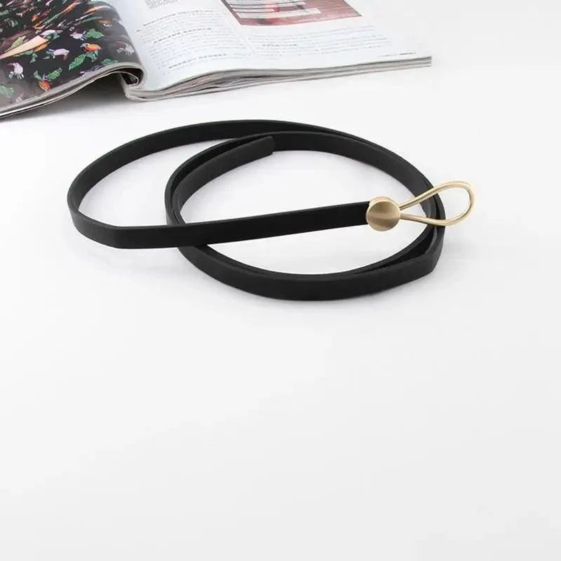 Thin Golden Buckle PU Leather Strap Belts For Women Casual Dress Luxurious Ladies Waist Belt Stevvex