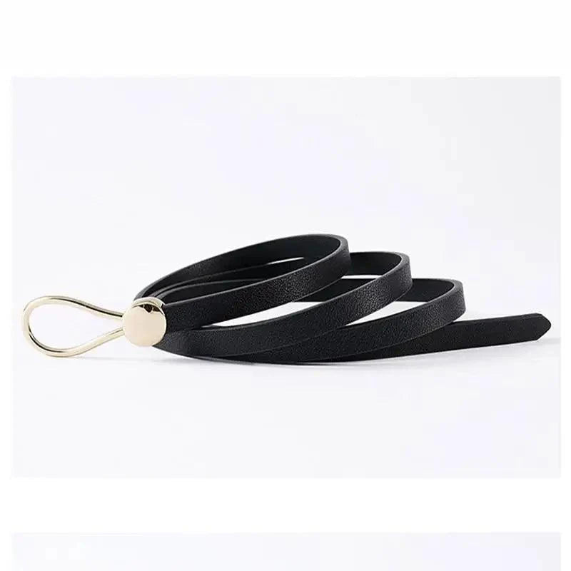 Thin Golden Buckle PU Leather Strap Belts For Women Casual Dress Luxurious Ladies Waist Belt Stevvex