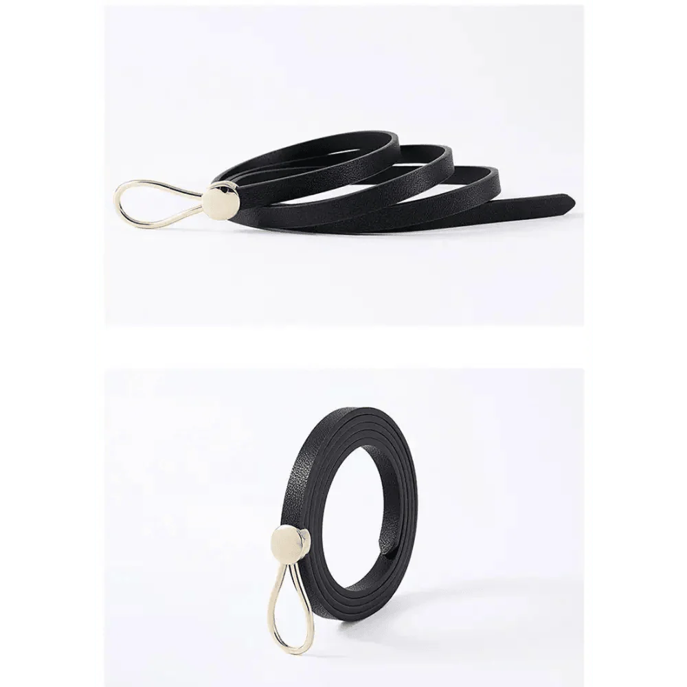 Thin Golden Buckle PU Leather Strap Belts For Women Casual Dress Luxurious Ladies Waist Belt Stevvex