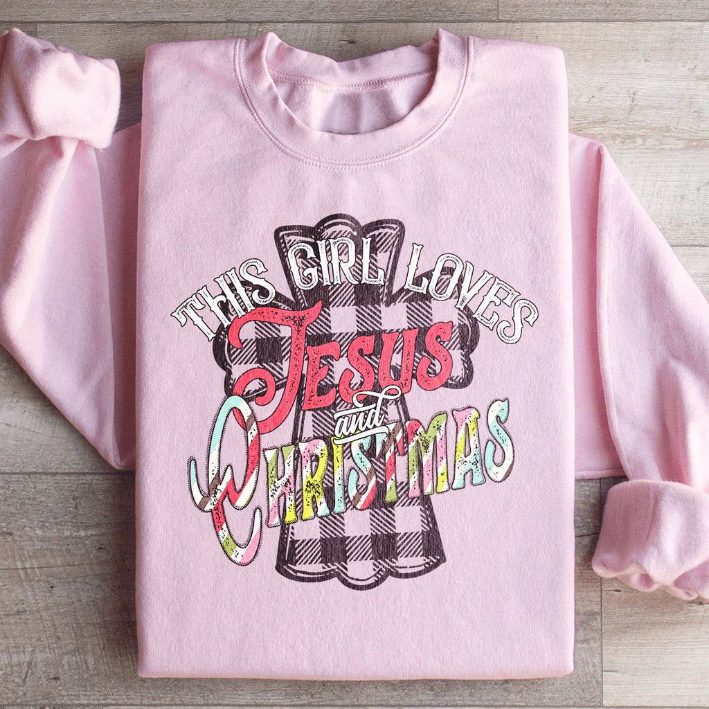 This Girl Loves Jesus & Christmas Sweatshirt Peachy Sunday