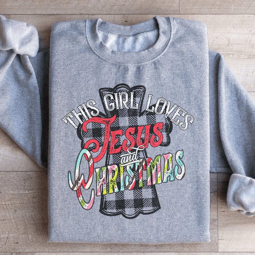 This Girl Loves Jesus & Christmas Sweatshirt Peachy Sunday