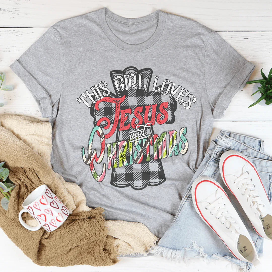 This Girl Loves Jesus & Christmas Tee Peachy Sunday