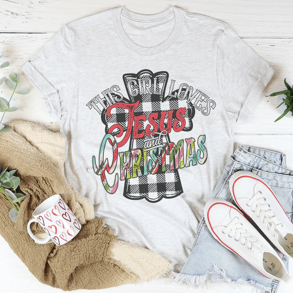This Girl Loves Jesus & Christmas Tee Peachy Sunday