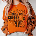 This Witch Runs On Coffee & Magic Tee Peachy Sunday