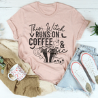 This Witch Runs On Coffee & Magic Tee Peachy Sunday