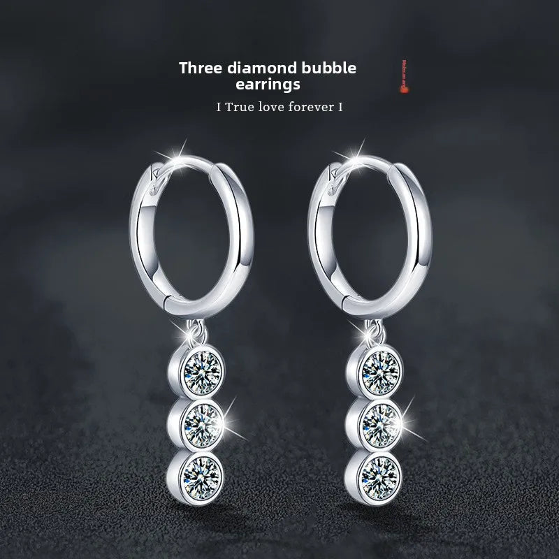 S925 Sterling Silver Moissanite Dangle Earrings Fringe Drop Studs for Women BandsCo Straps