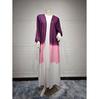 Tie-Dye Cape Cardigan Dress Abaya | Gradient Open Front Kimono Cover(MOA221)