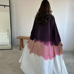Tie-Dye Cape Cardigan Dress Abaya | Gradient Open Front Kimono Cover(MOA221)