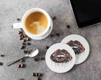 Tie Dye Leopard Lip Coaster Single Drink Coaster Animal Print Vibrant Tie Dye Table Accent BandsCo Straps