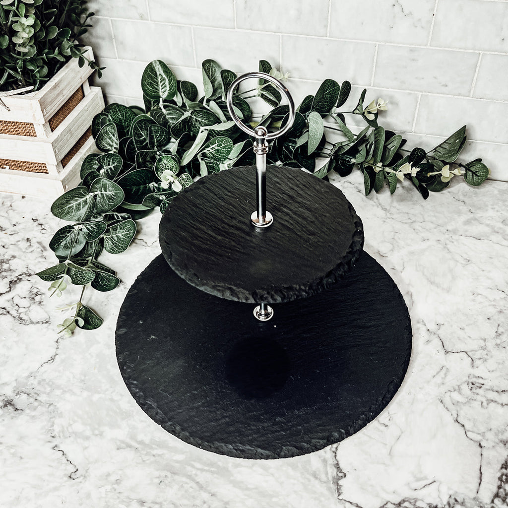 Tiered Slate Serving Stand - 3-Tier Dessert & Appetizer Display for Parties BandsCo Straps