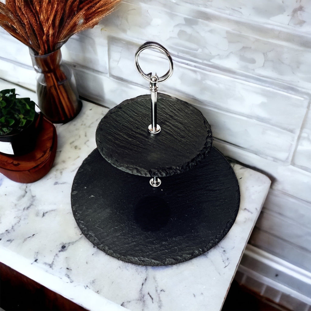 Tiered Slate Serving Stand - 3-Tier Dessert & Appetizer Display for Parties BandsCo Straps