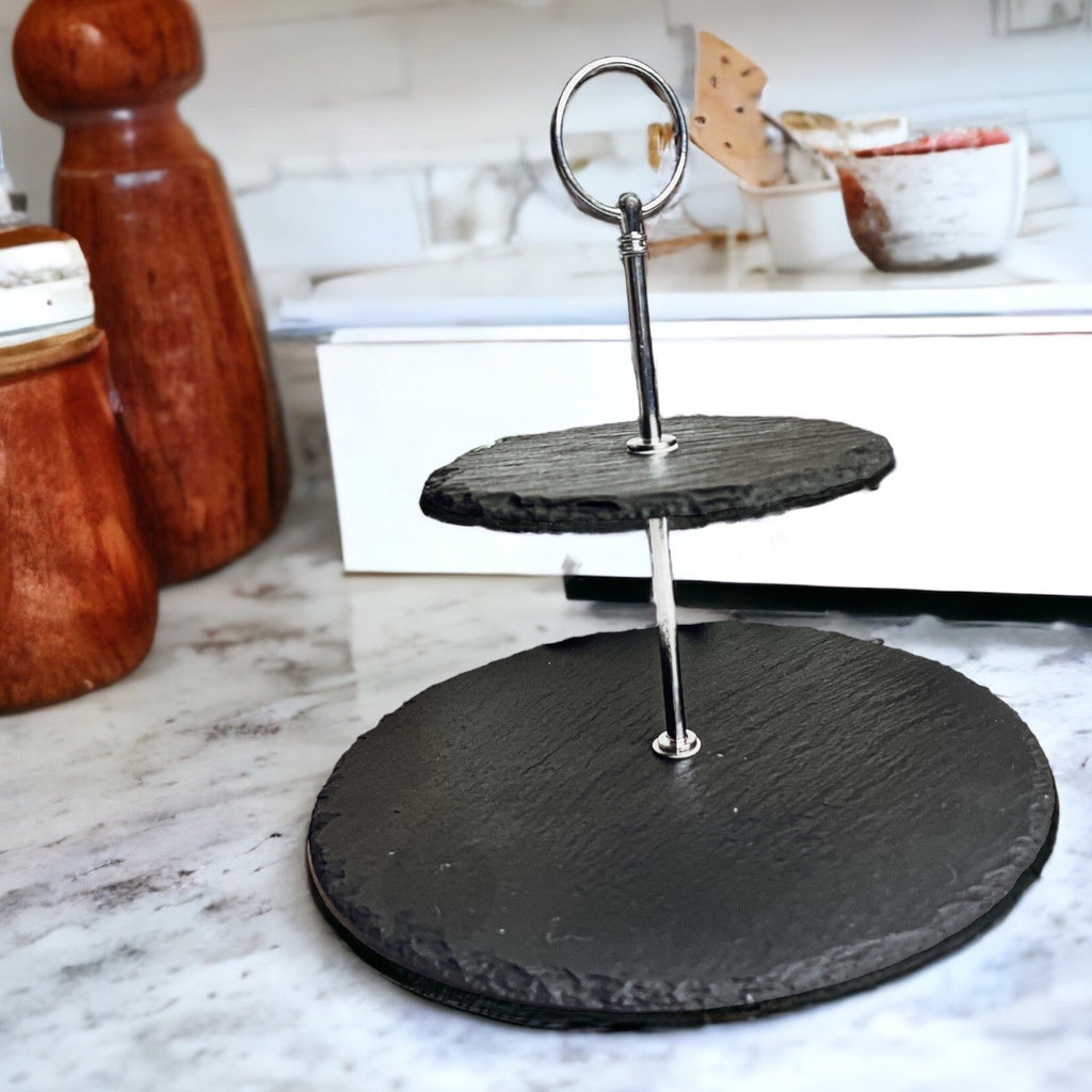 Tiered Slate Serving Stand - 3-Tier Dessert & Appetizer Display for Parties BandsCo Straps