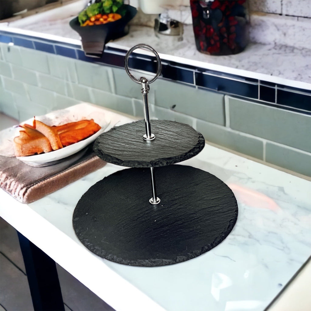 Tiered Slate Serving Stand - 3-Tier Dessert & Appetizer Display for Parties BandsCo Straps