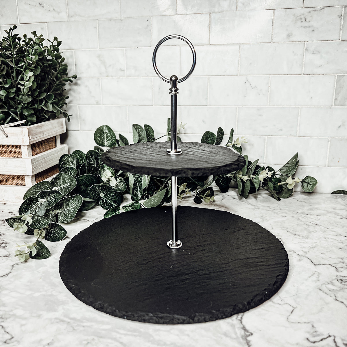 Tiered Slate Serving Stand - 3-Tier Dessert & Appetizer Display for Parties BandsCo Straps