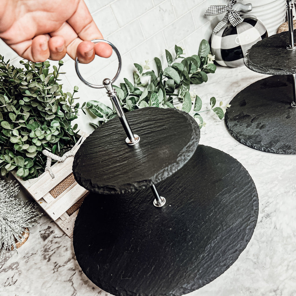 Tiered Slate Serving Stand - 3-Tier Dessert & Appetizer Display for Parties BandsCo Straps