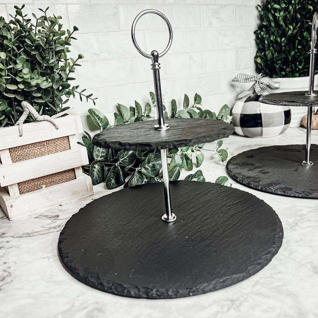 Tiered Slate Serving Stand - 3-Tier Dessert & Appetizer Display for Parties BandsCo Straps