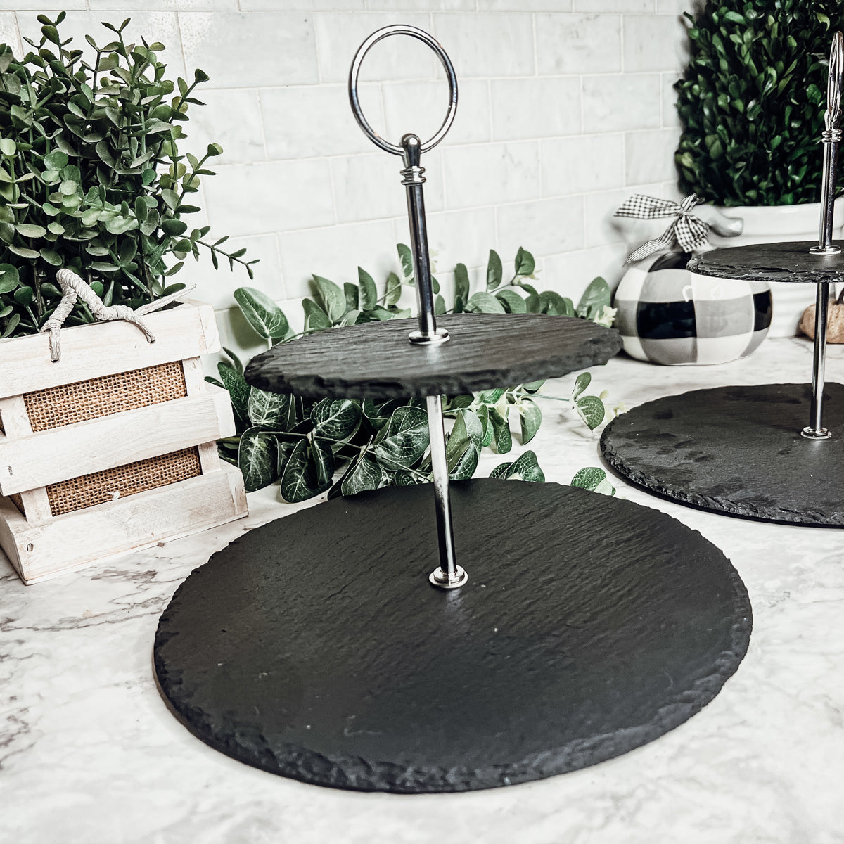 Tiered Slate Serving Stand - 3-Tier Dessert & Appetizer Display for Parties BandsCo Straps