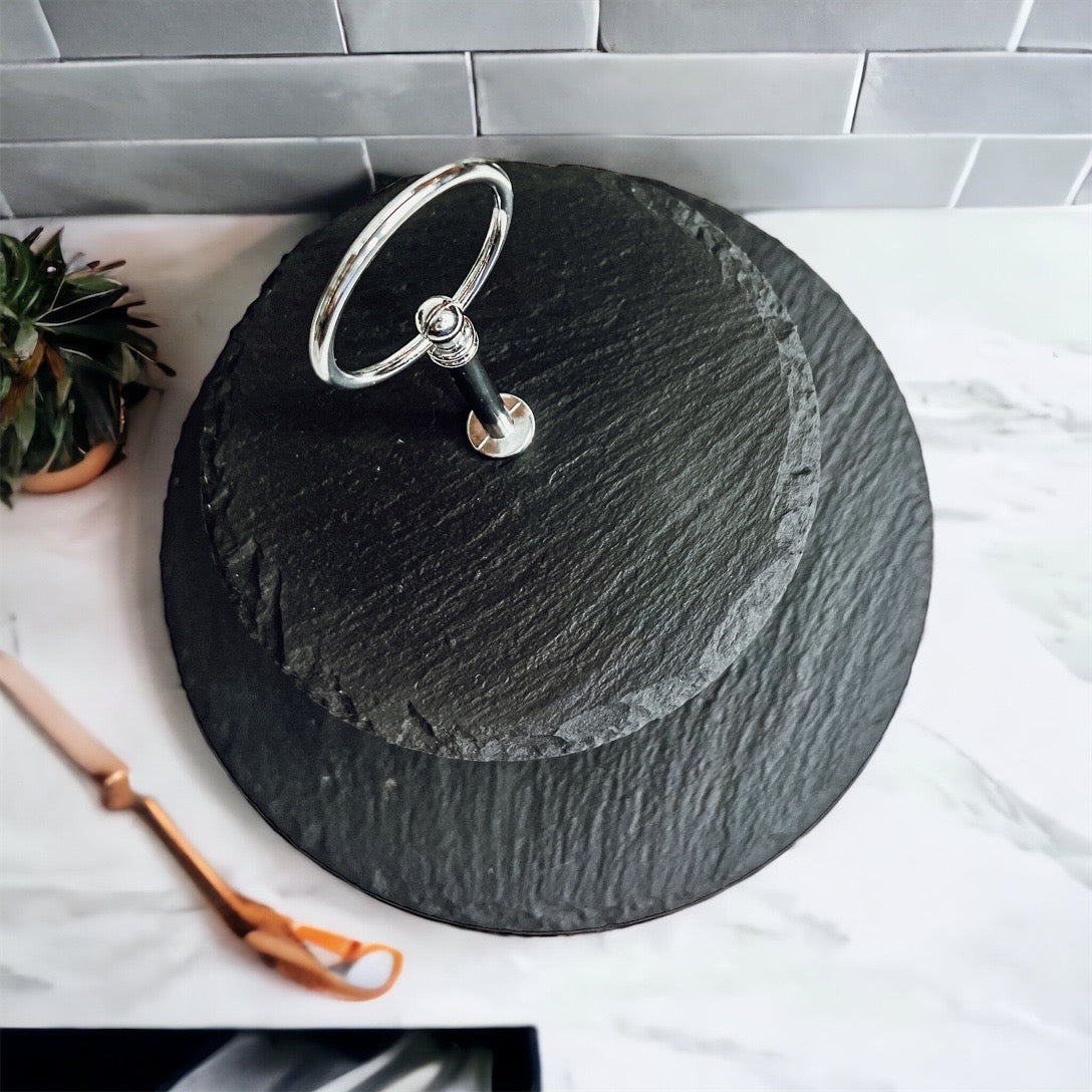 Tiered Slate Serving Stand - 3-Tier Dessert & Appetizer Display for Parties BandsCo Straps