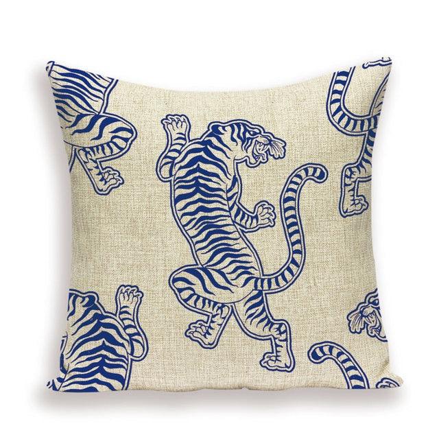 Tiger Cushion Case Autumn Jungle Home Decor Pillows Cases Leopard Printed Animal Throw Pillow Covers Decorative Pillowcase Soft Cushion Covers For Bedroom Sofa Bed Linen Pillow Covers 45X45CM Stevvex