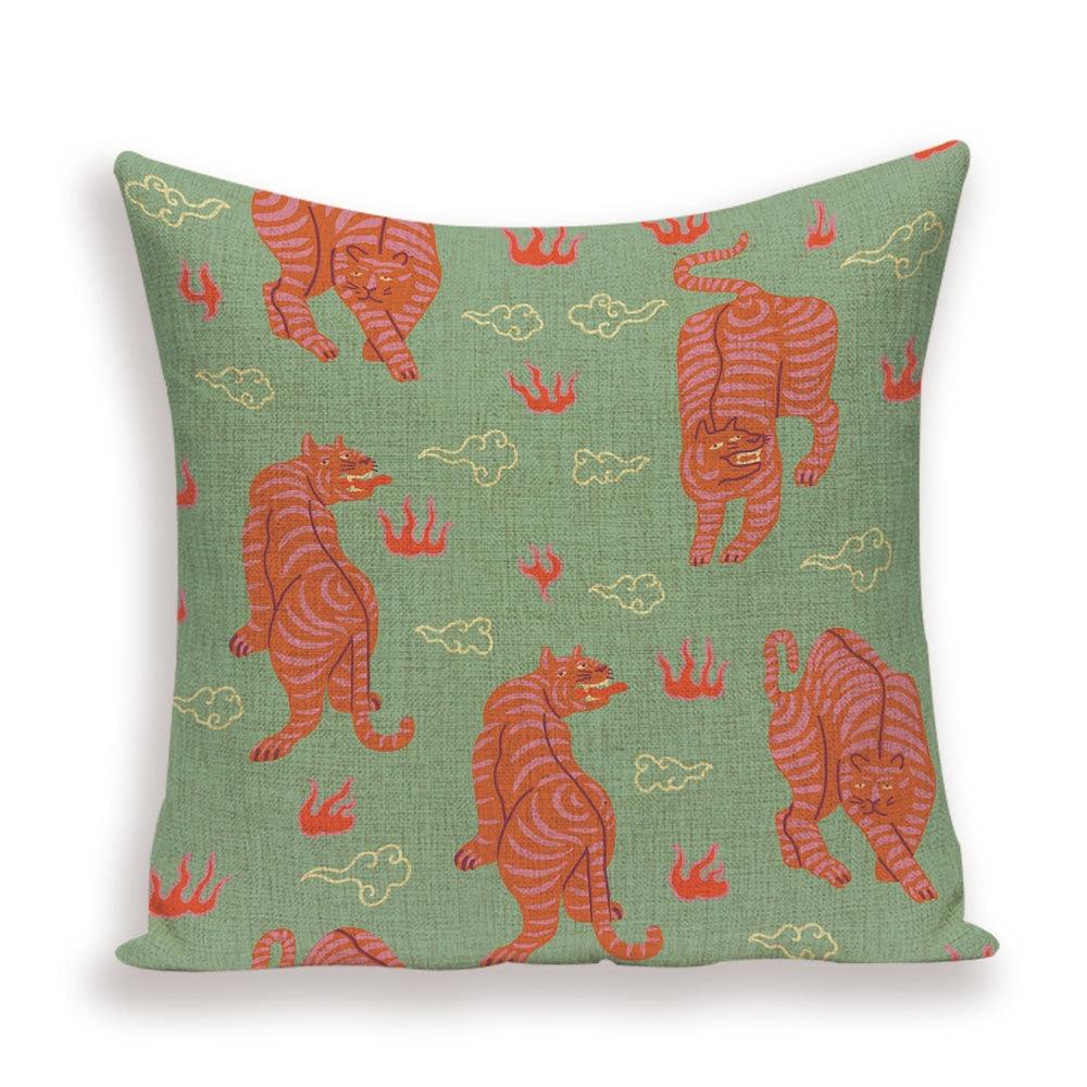 Tiger Cushion Case Autumn Jungle Home Decor Pillows Cases Leopard Printed Animal Throw Pillow Covers Decorative Pillowcase Soft Cushion Covers For Bedroom Sofa Bed Linen Pillow Covers 45X45CM Stevvex