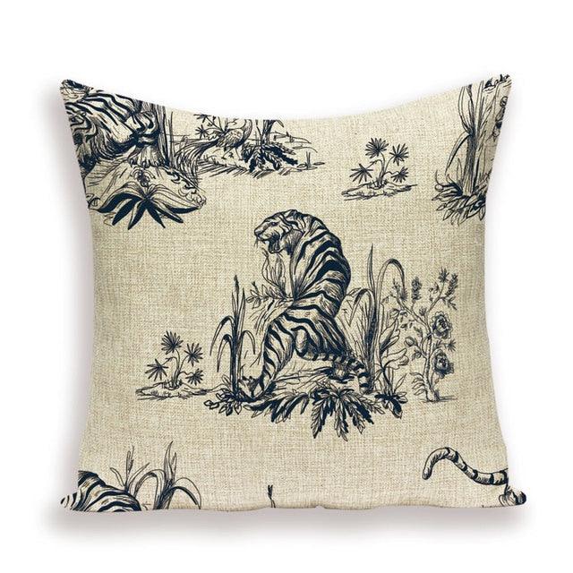 Tiger Cushion Case Autumn Jungle Home Decor Pillows Cases Leopard Printed Animal Throw Pillow Covers Decorative Pillowcase Soft Cushion Covers For Bedroom Sofa Bed Linen Pillow Covers 45X45CM Stevvex