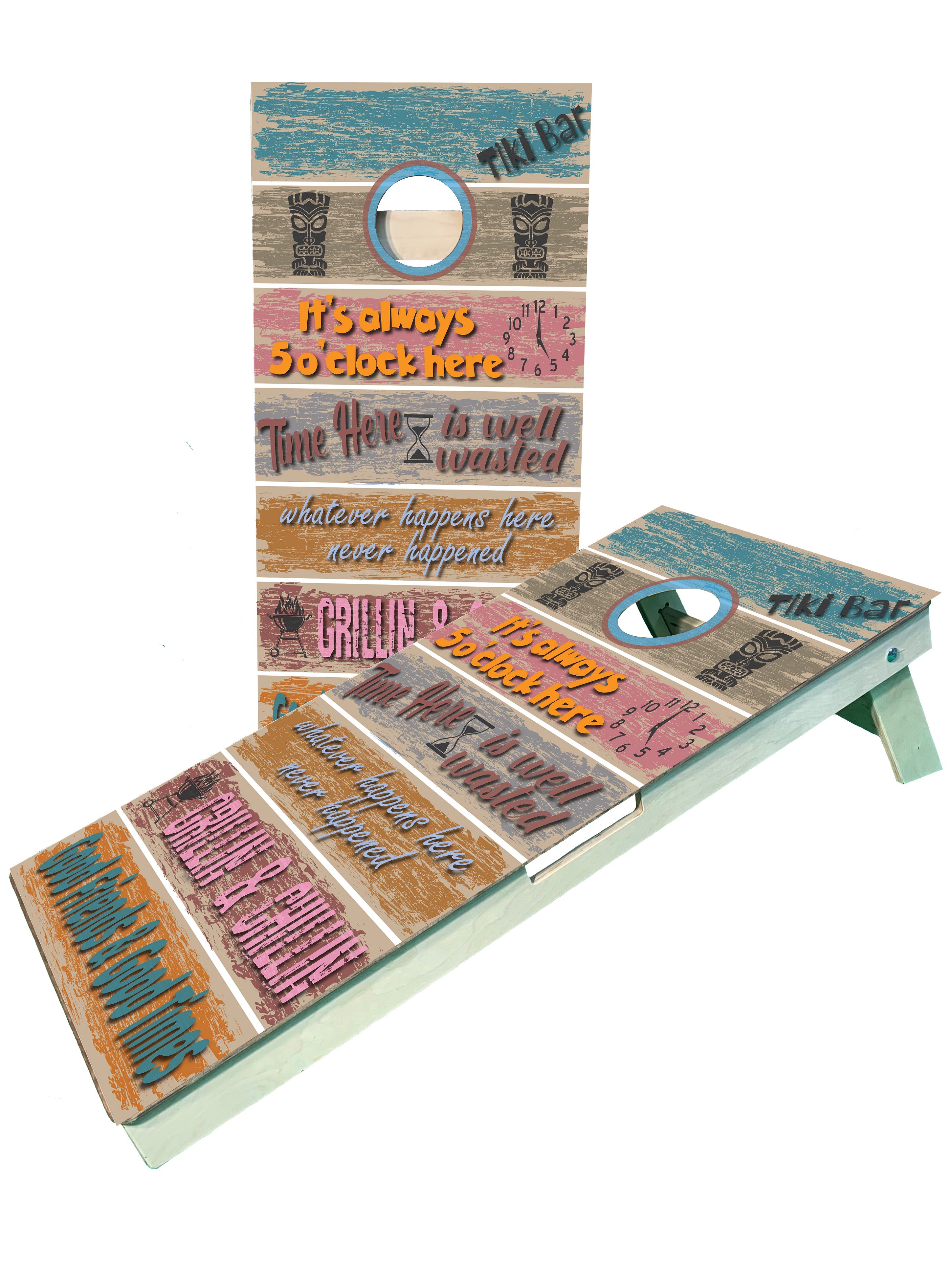 Tiki Beach Bar Sayings for Pool/Cottage Cornhole Boards ACL Regulation, UV direct print - SJB-DIAMOND ELITES