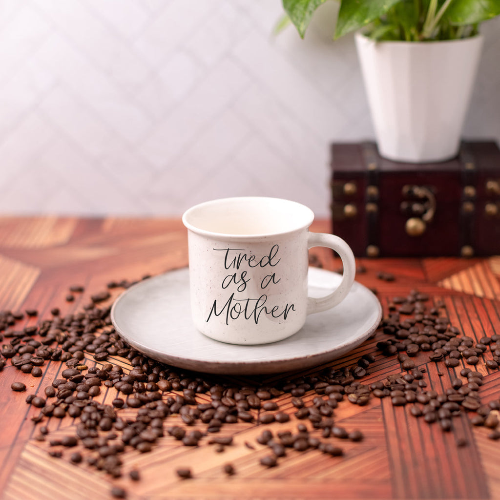 Tired As A Mother Coffee Mug 14.5oz Ceramic Funny Mom Gift BandsCo Straps