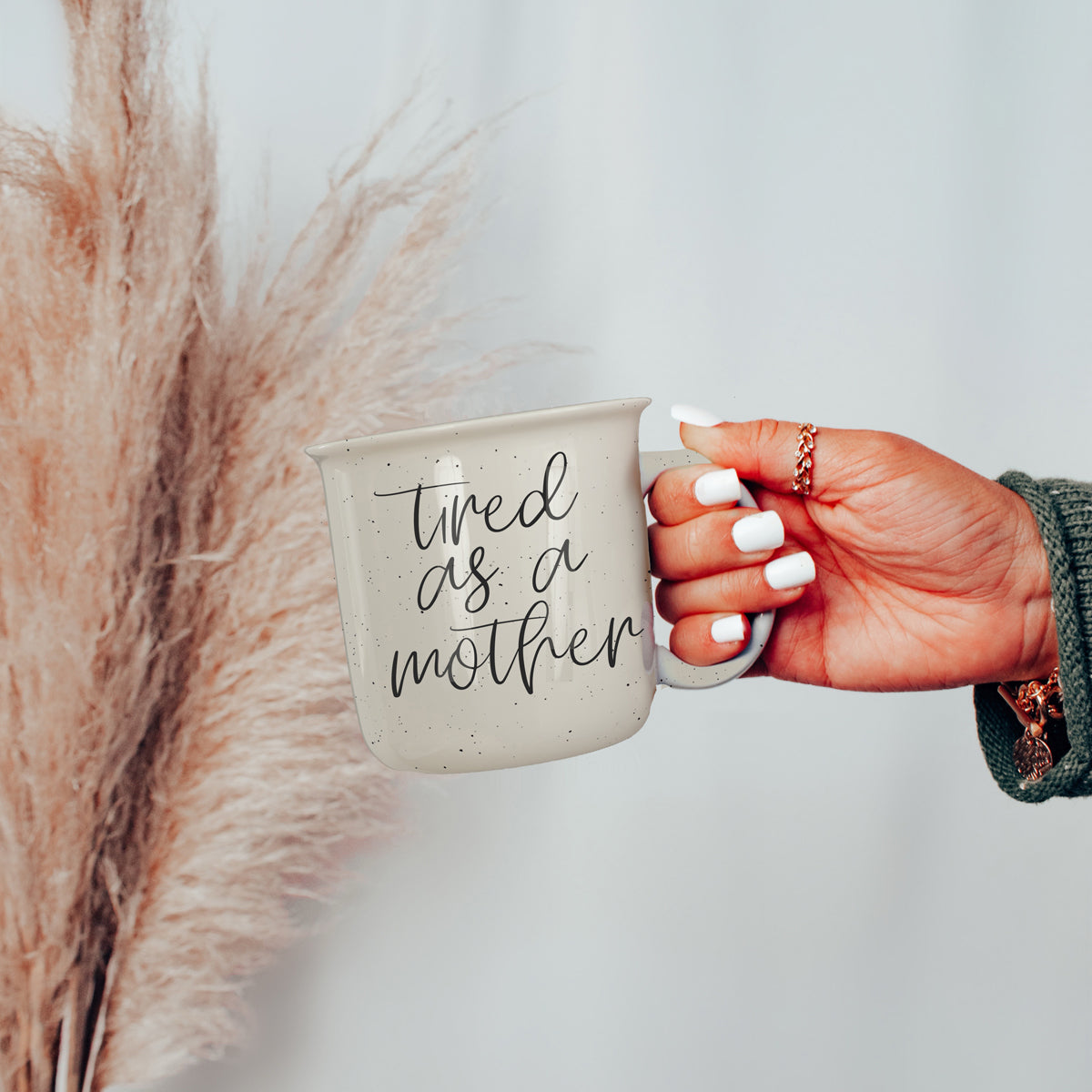 Tired As A Mother Coffee Mug 14.5oz Ceramic Funny Mom Gift BandsCo Straps