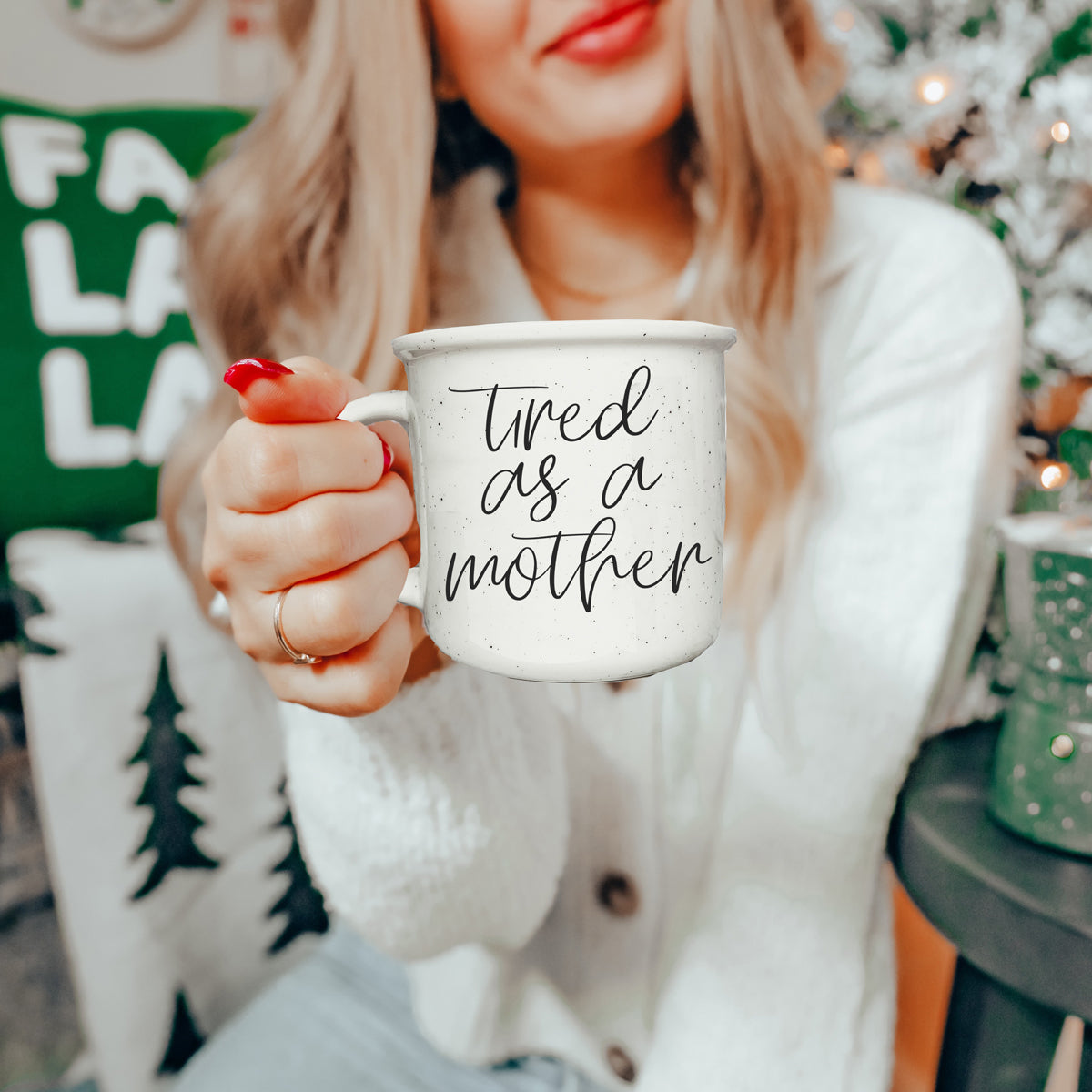 Tired As A Mother Coffee Mug 14.5oz Ceramic Funny Mom Gift BandsCo Straps