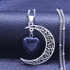 Titanium Steel Moon Heart Shape Luxury Necklace （MAC227）