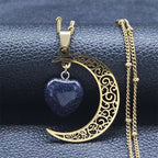 Titanium Steel Moon Heart Shape Luxury Necklace （MAC227）