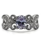 Stainless Steel Ring - Amethyst CZ & High Polish TK079 | Femstylo