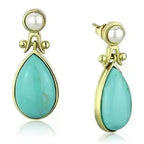 TK2151 - IP Gold(Ion Plating) Stainless Steel Earrings with Synthetic